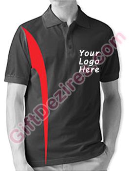 Designer Black Melange and Red Color Logo Printed T Shirts